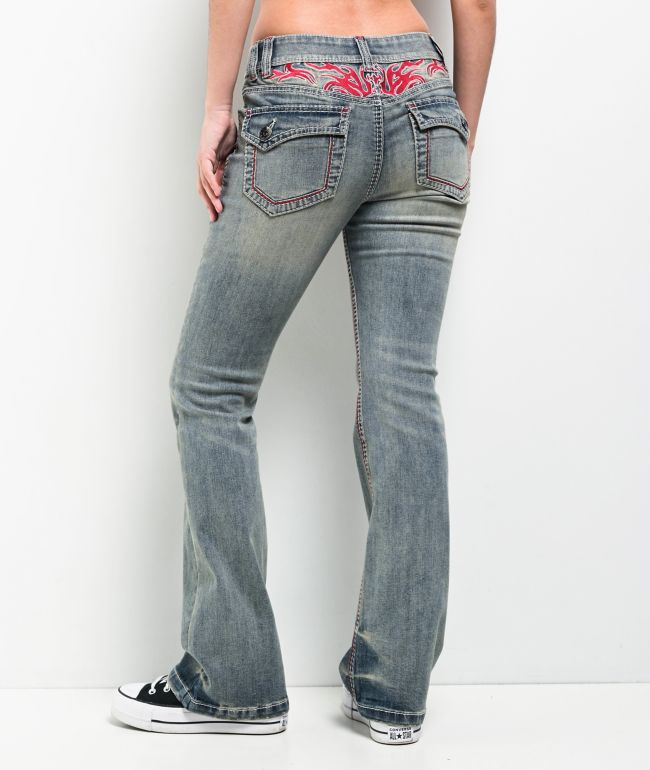 Ninth Hall Alyssia Contrast Blue Wash Mid Rise Bootcut Jeans - Ninth Hall