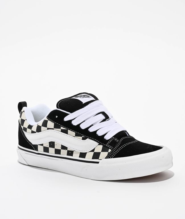 Vans Knu Skool Checkerboard Black & White Skate Shoes - Vans