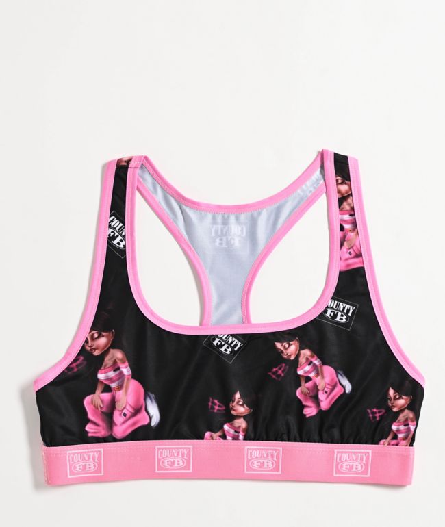 FB County Homegirl Black & Pink Sports Bra - FB County