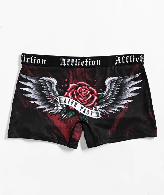 Affliction Ion Black & Red Boyshort Underwear - Affliction