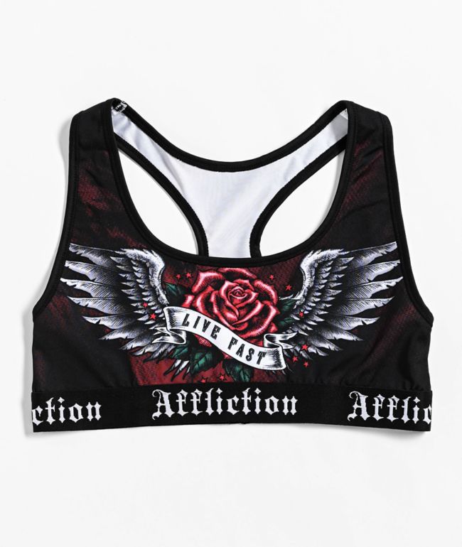 Affliction Ion Black & Red Sports Bra - Affliction