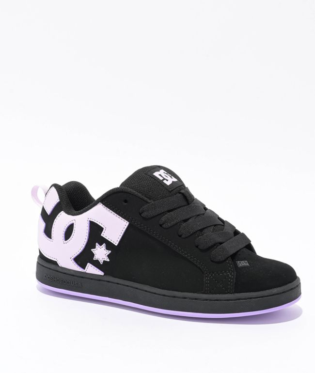 DC Court Graffik Black & Lilac Skate Shoes - DC