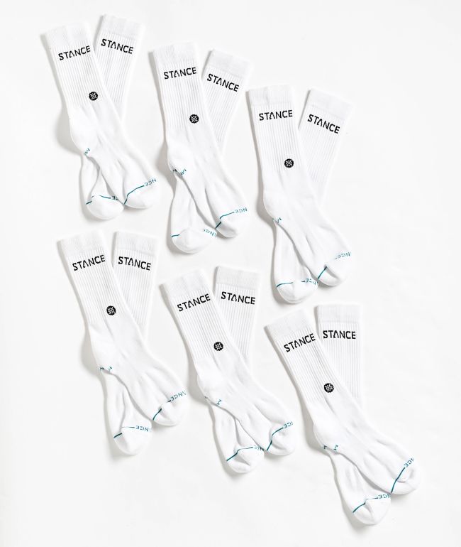 Stance Origin White 6 Pack Crew Socks - Stance