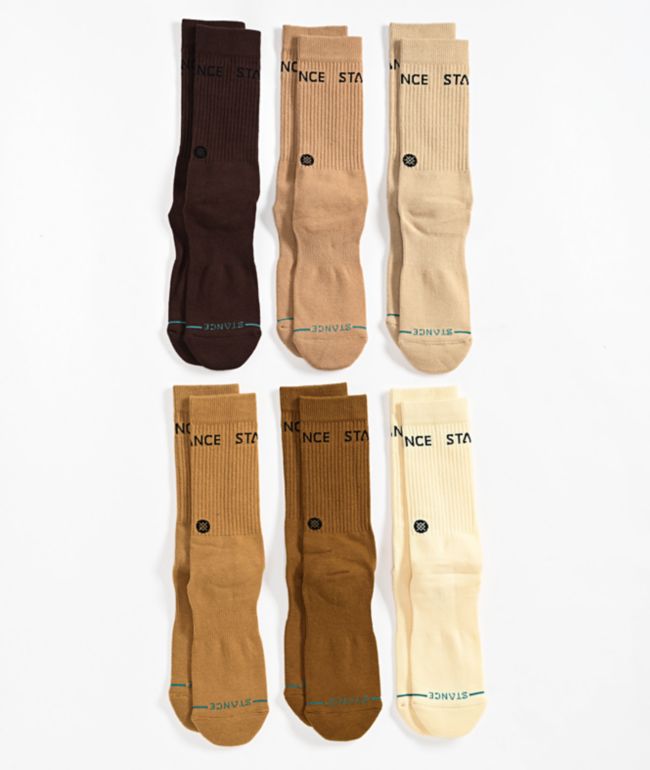 Stance Basic 6 Pack Natural Crew Socks - Stance