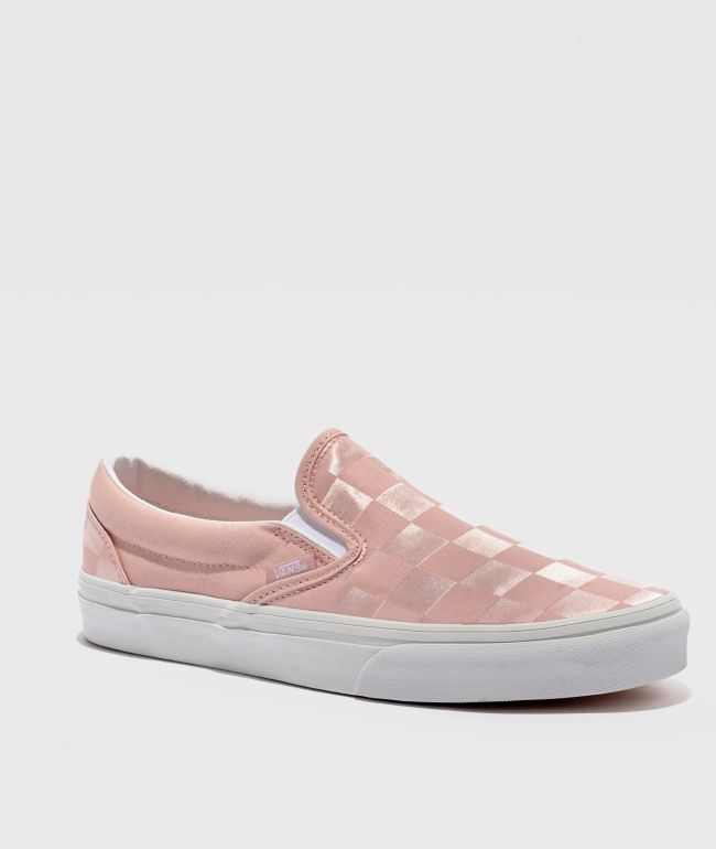 Vans Classic Slip-On Satin Checkerboard Sepia Skate Shoes - Vans