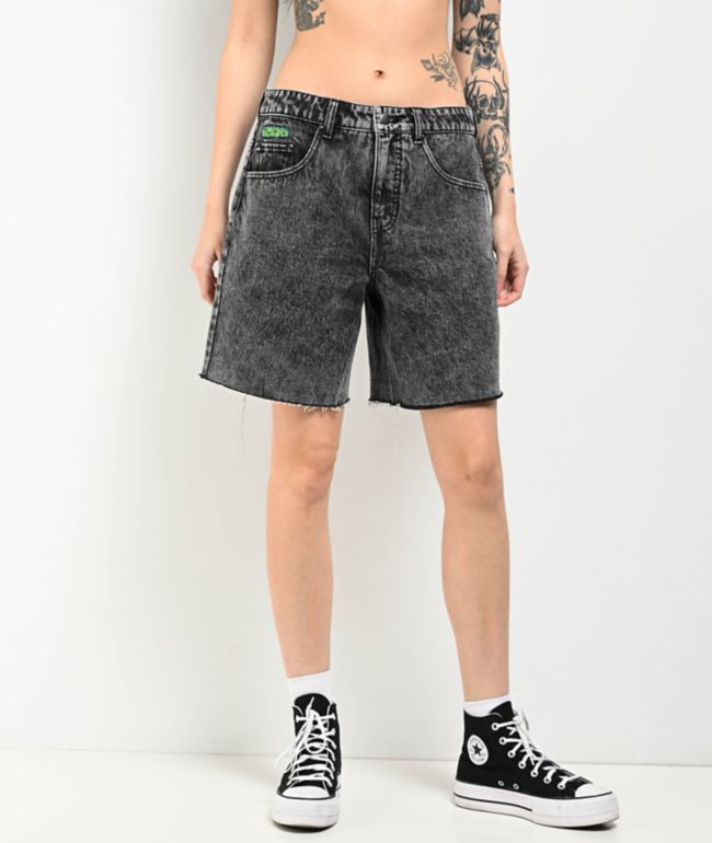 Empyre Loiter Obscure Grey Wash Straight Leg Denim Shorts - Empyre