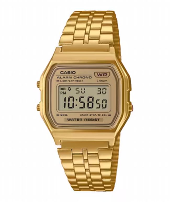 Casio A158WEGB-9AVT Vintage Gold & Green Digital Watch - Casio