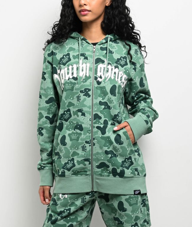Your Highness Ocean Camo Green Zip Hoodie - Your Highness