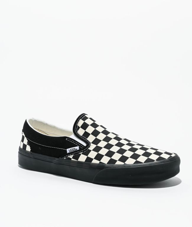 Vans Classic Slip-On Checkerboard White & Black Skate Shoes - Vans