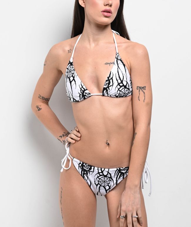 Lurking Class by Sketchy Tank x Kyle Grand Sin White High Leg Bikini Bottom - Lurking Class by Sketchy Tank