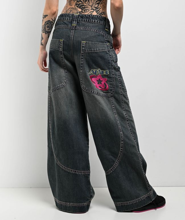 A.LAB Analog Curved Blue Wash Rave Jeans - A.LAB
