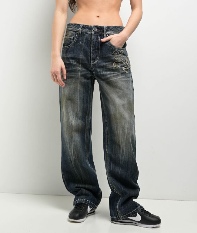 Ninth Hall Idle Blue Wash Straight Leg Jeans - Ninth Hall
