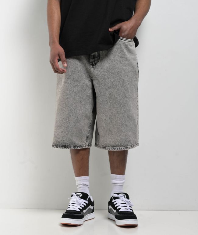Empyre Scramble Grey Wash Ultra Loose Denim Skate Shorts - Empyre