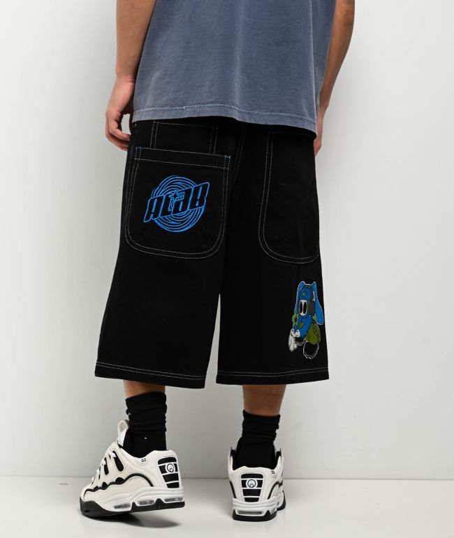 Ninth Hall Waylay Embroidered Grey Wash Denim Shorts | Zumiez