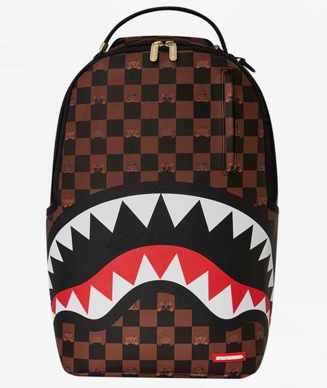 Sprayground Peeking Checker Brown Backpack - Sprayground