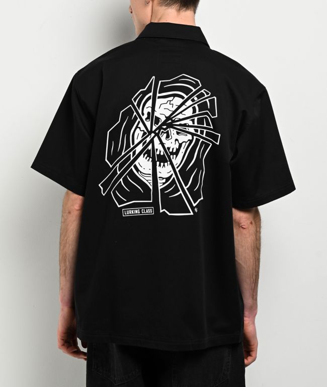 Lurking Class by Sketchy Tank Shatter Black Quarter Zip Work Shirt - Lurking Class by Sketchy Tank