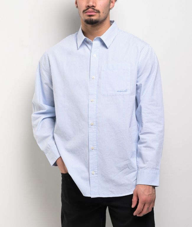 Monet Skateboards Grip Stripe White Long Sleeve Button Up Shirt - Monet Skateboards