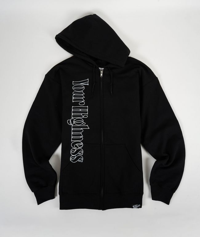 Your Highness Camellia Black Zip Hoodie - Your Highness