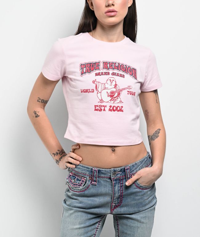 True Religion Heritage Pink Crop T-Shirt - True Religion
