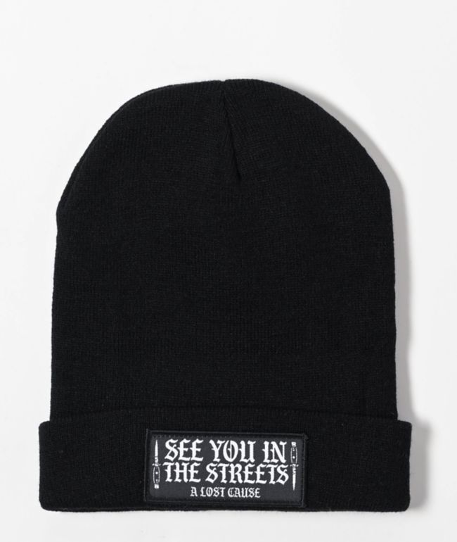 A Lost Cause See U In The Streets Black Beanie - A Lost Cause