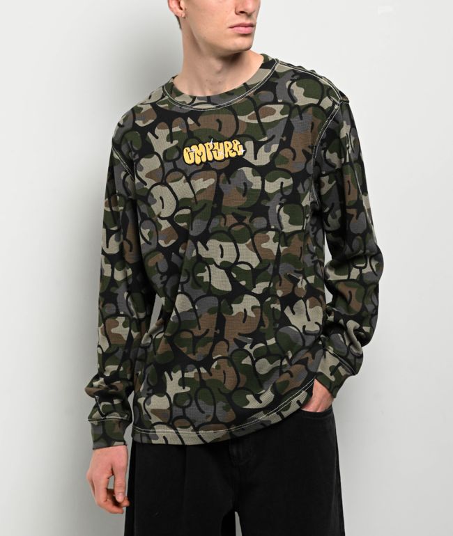Empyre Script Green Camo Thermal Long Sleeve T-Shirt - Empyre