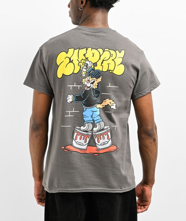 Empyre Graffiti Cat Charcoal T-Shirt - Empyre