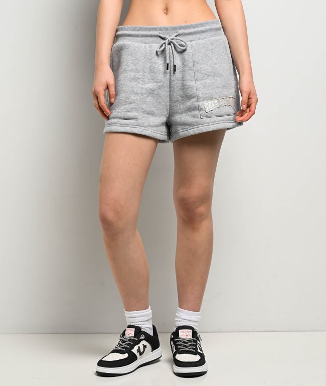 True Religion Patched Grey Sweat Shorts - True Religion