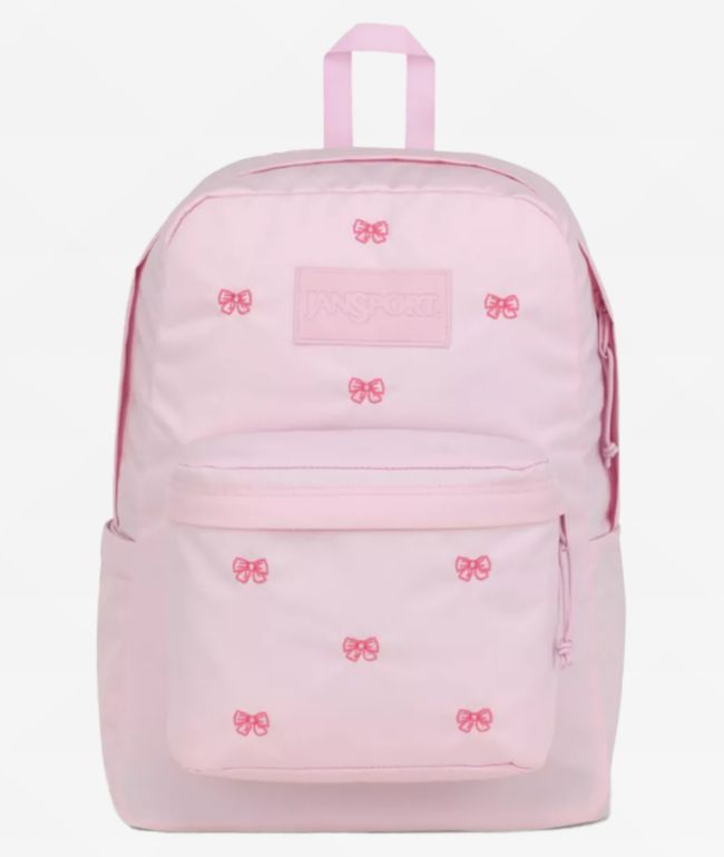 Jansport Superbreak Plus Embroidered Bows Pink Backpack - Jansport