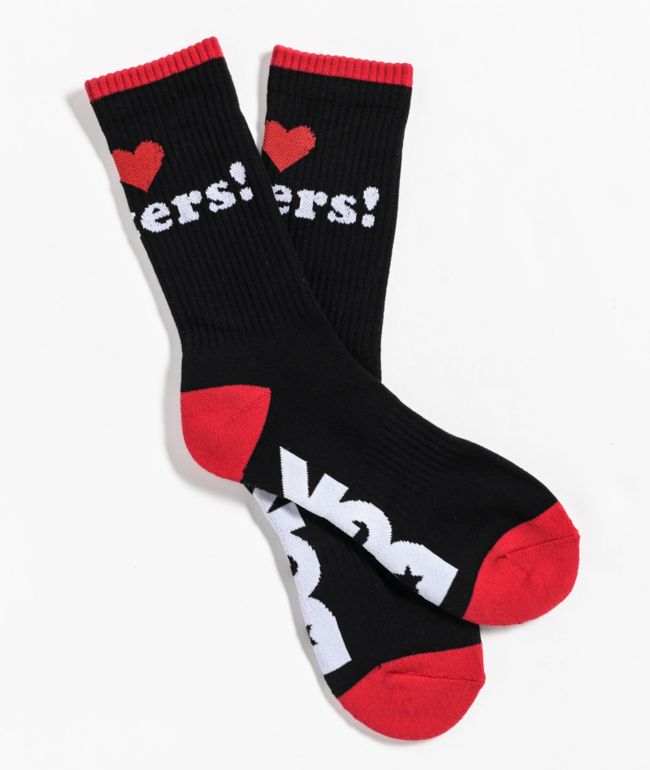 DGK I Love Haters Black & Red Crew Socks - DGK