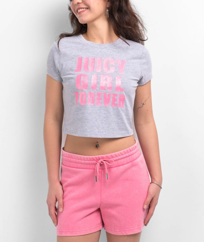 Juicy Couture Juicy Girl Grey Crop T-Shirt - Juicy Couture