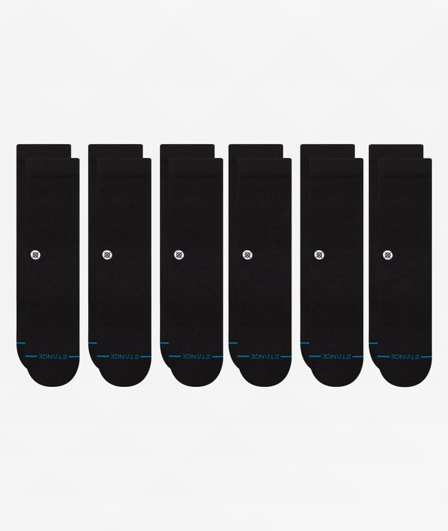 Stance Origin 6 Pack Black Crew Socks - Stance