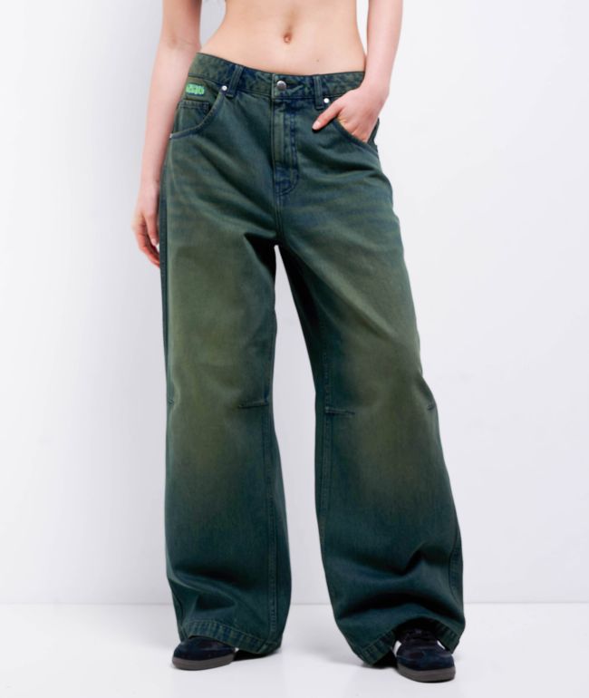 Empyre Extent Willow Black Wash Low Rise Wide Leg Jeans - Empyre