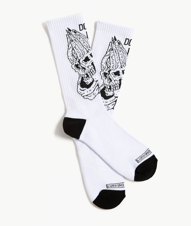 Lurking Class by Sketchy Tank Don't Pray For Me White Crew Socks - Lurking Class by Sketchy Tank