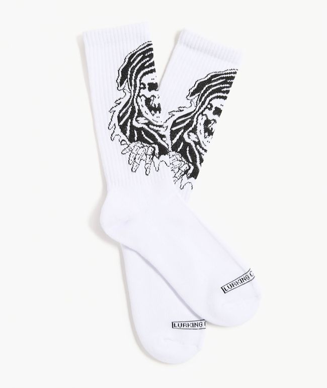 Lurking Class by Sketchy Tank Nice Day White Crew Socks - Lurking Class by Sketchy Tank