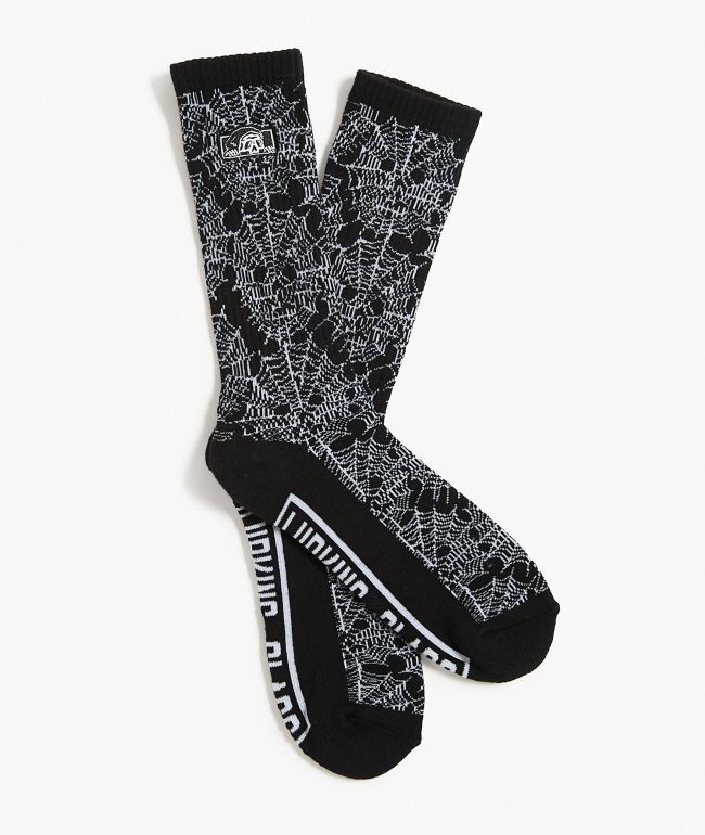 Lurking Class by Sketchy Tank Web Skull Black Crew Socks - Lurking Class by Sketchy Tank