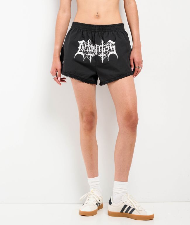 Lurking Class by Sketchy Tank Lace Trim Black Shorts - Lurking Class by Sketchy Tank