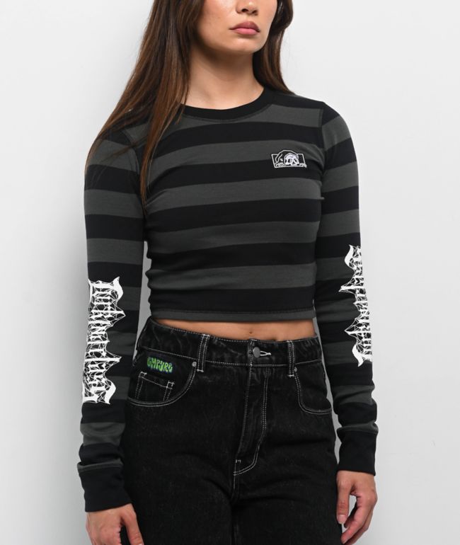 Lurking Class by Sketchy Tank Tomb Black Striped Long Sleeve T-Shirt - Lurking Class by Sketchy Tank