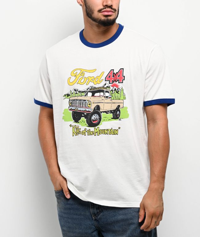 Brixton x Ford White & Blue Ringer T-Shirt - Brixton