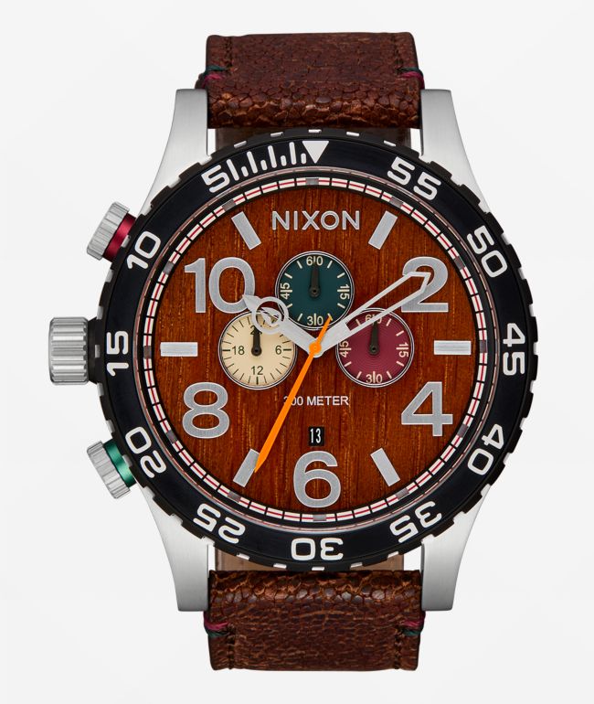Nixon 51-30 Chrono Leather Silver, Rosewood & Chocolate Analog Watch - Nixon Watches