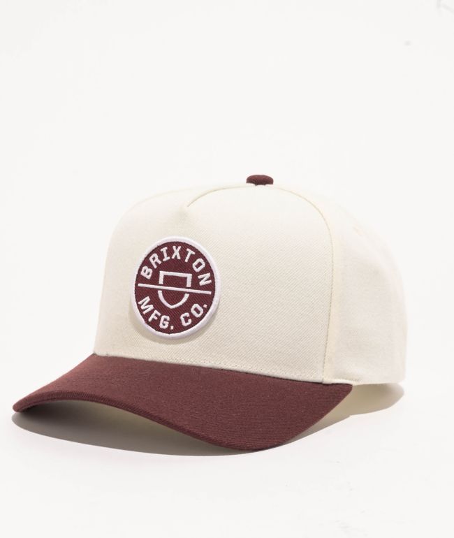 Brixton Crest Port & Off White Netplus Snapback Hat - Brixton