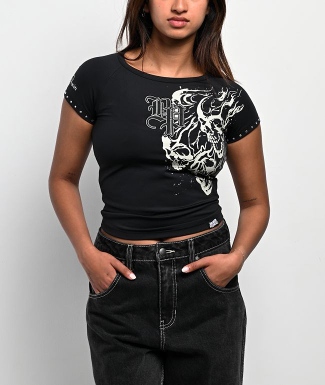 Broken Promises Storm Of Chaos Black Raglan T-Shirt - Broken Promises
