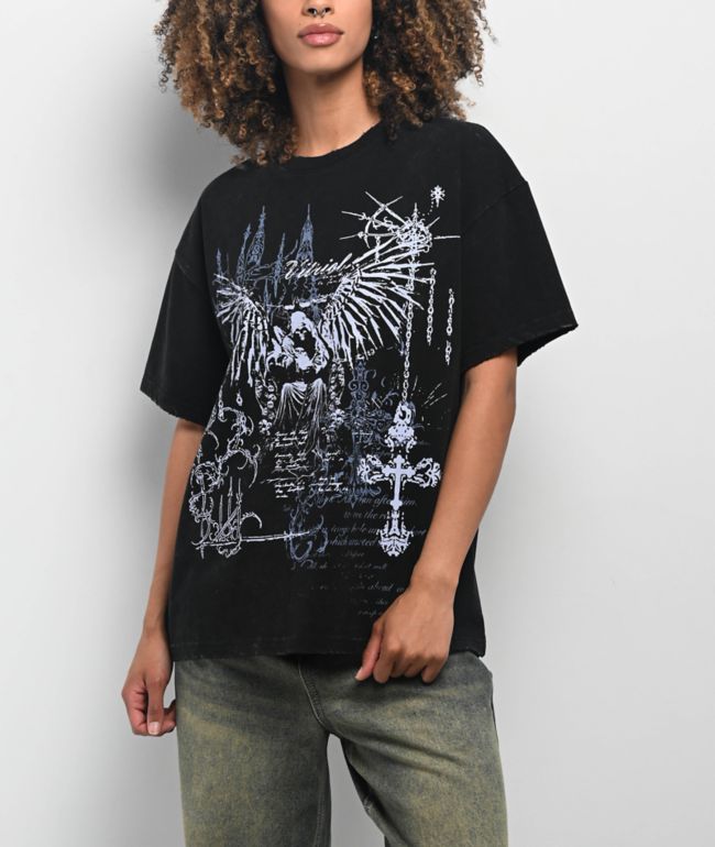 Vitriol Angel Cross Black Wash T-Shirt - Vitriol
