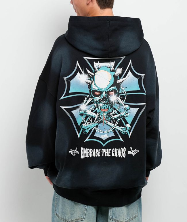Broken Promises Embrace The Chaos Black Wash Hoodie - Broken Promises
