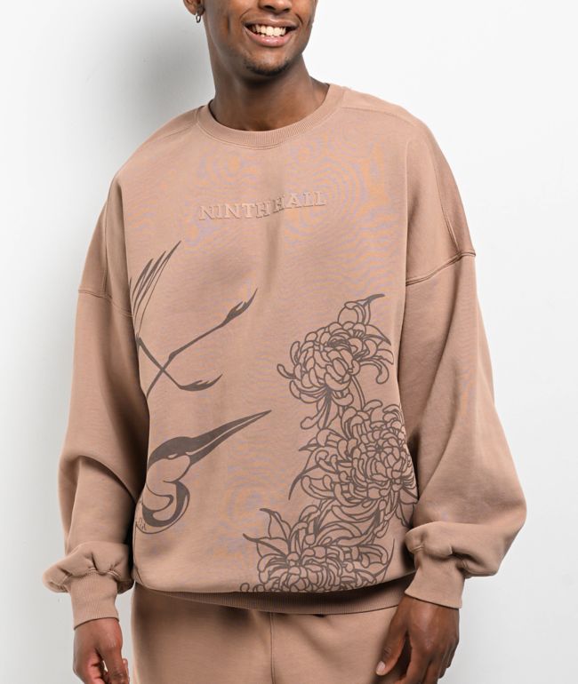 Ninth Hall Crane Brown Oversized Crewneck Sweatshirt - Ninth Hall