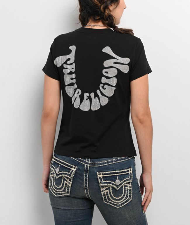 True Religion Crystal Horseshoe Black T-Shirt - True Religion