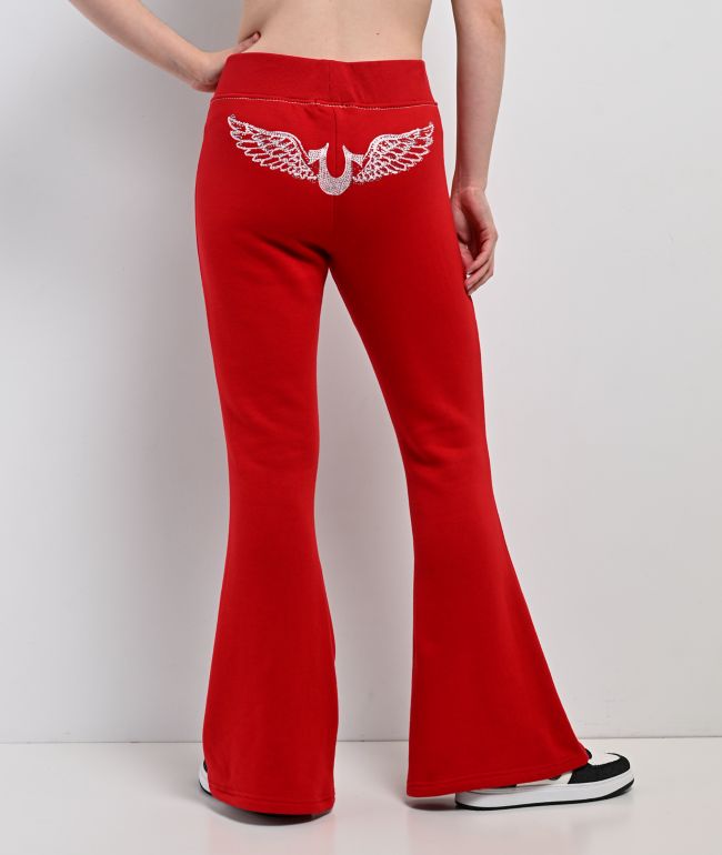 True Religion Big T Crystal Wing Barbados Cherry Flare Sweatpants - True Religion