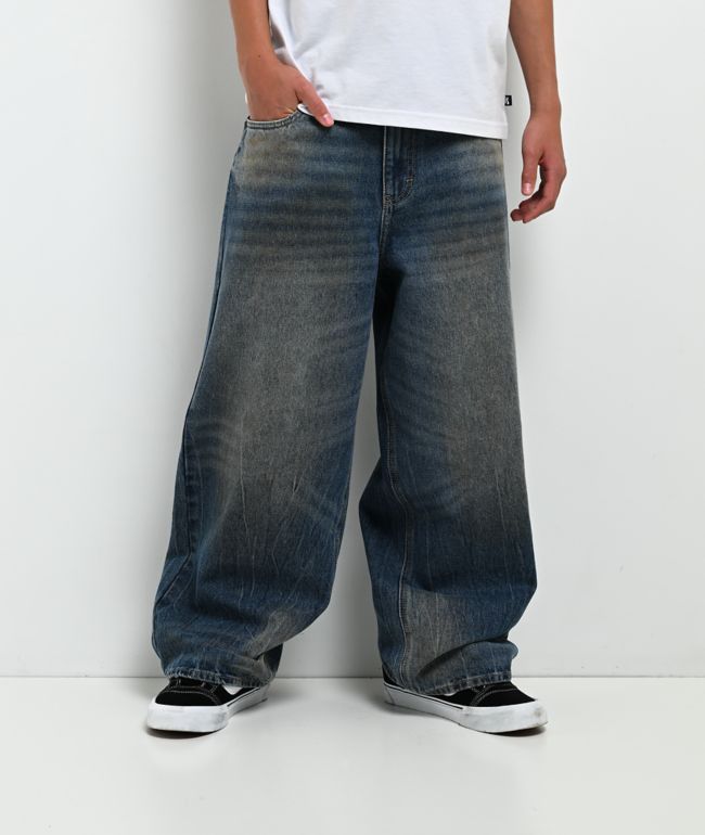 Empyre Kids Horse Power Blue Wash Ultra Wide Skate Jeans - Empyre
