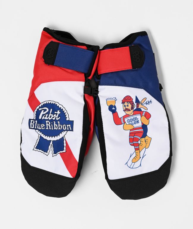 686 x Pabst Blue Ribbon Recon Blue 10K Snowboard Mittens | Zumiez