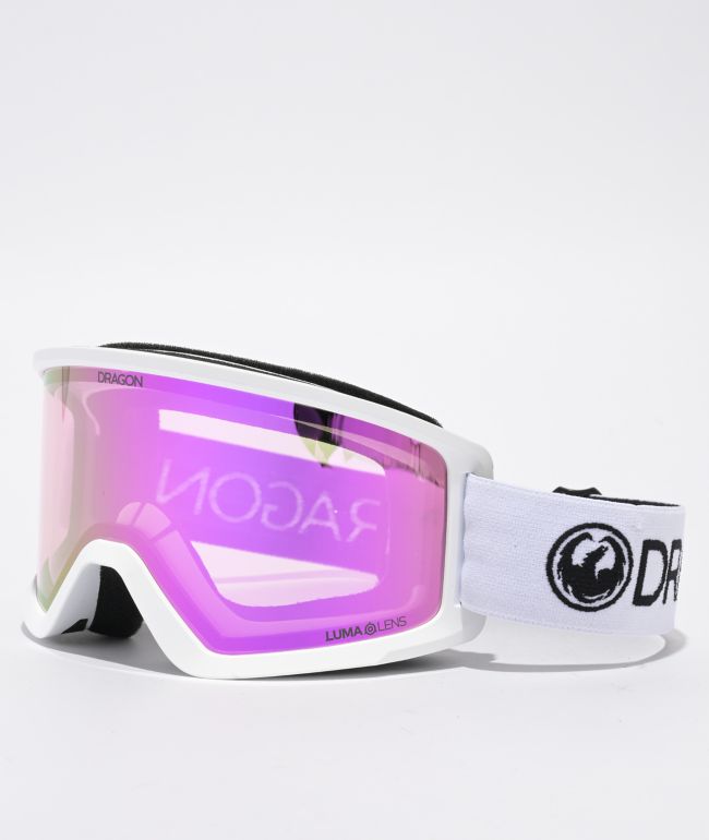 Dragon DX3 OTG White & Pink Ion Snowboard Goggles - Dragon Alliance