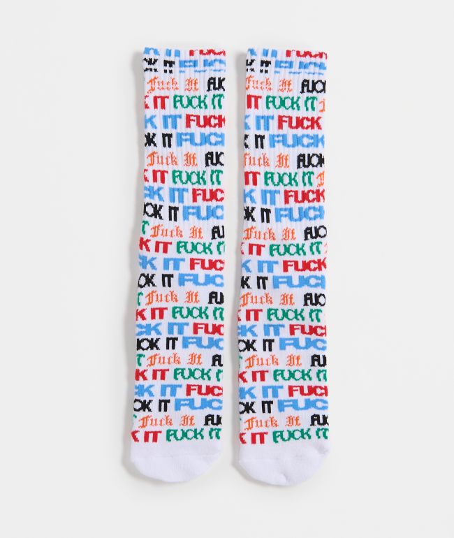 HUF Fuck It Flyer White Crew Socks - HUF